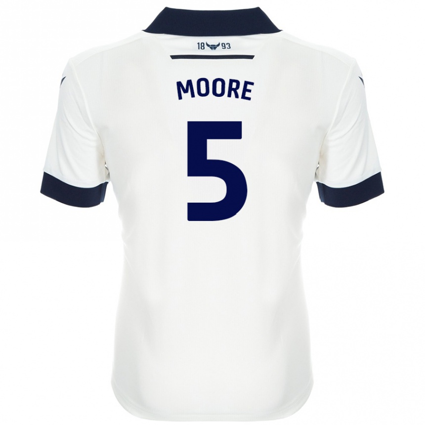 Niño Fútbol Camiseta Elliott Moore #5 Blanco Azul Marino 2ª Equipación 2024/25 Argentina