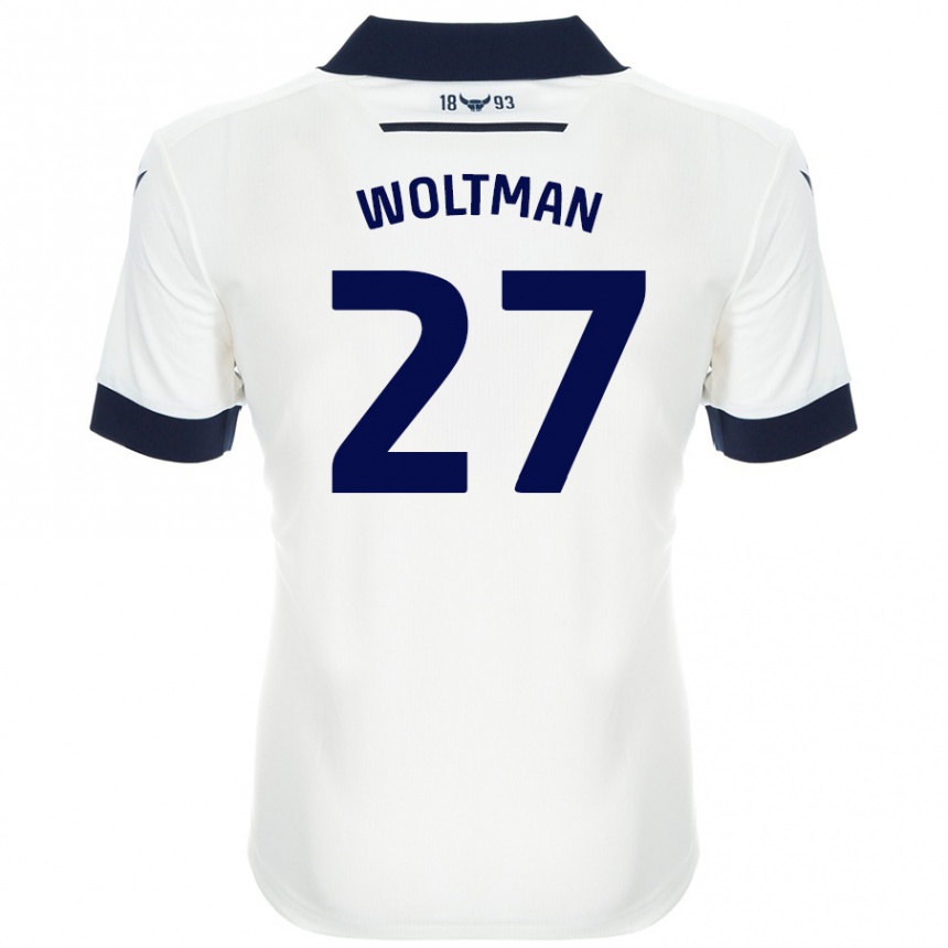 Niño Fútbol Camiseta Max Woltman #27 Blanco Azul Marino 2ª Equipación 2024/25 Argentina