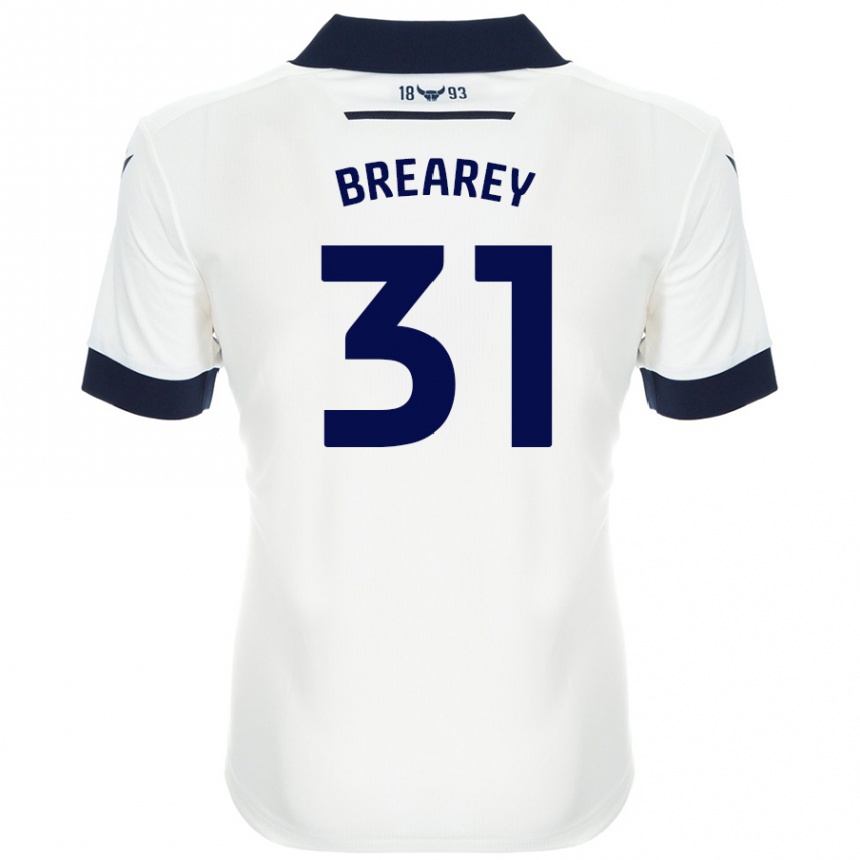 Niño Fútbol Camiseta Eddie Brearey #31 Blanco Azul Marino 2ª Equipación 2024/25 Argentina