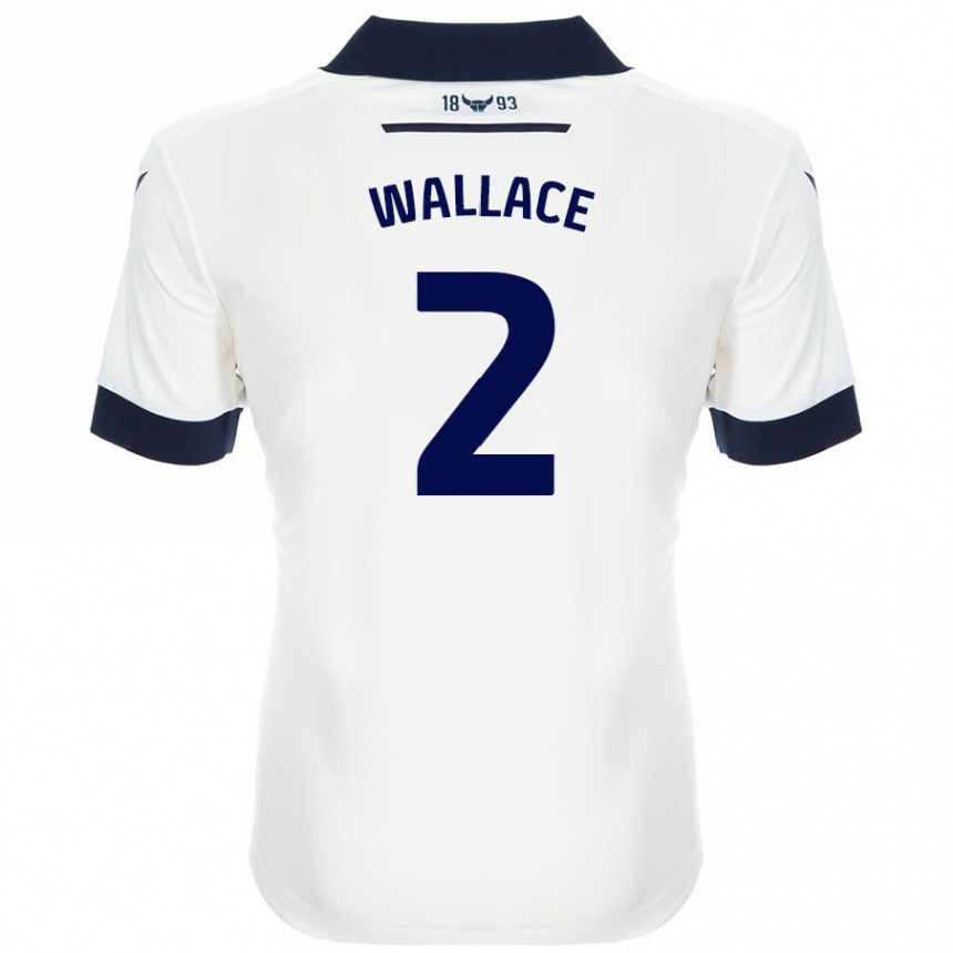 Niño Fútbol Camiseta Emily Wallace #2 Blanco Azul Marino 2ª Equipación 2024/25 Argentina