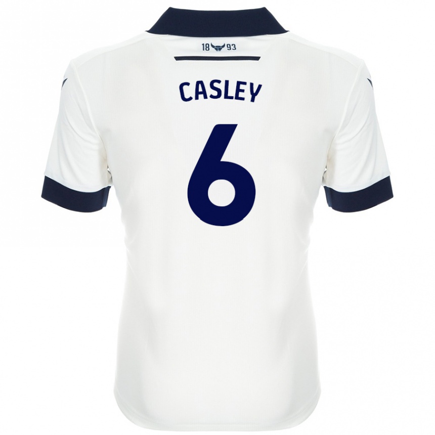 Niño Fútbol Camiseta Riva Casley #6 Blanco Azul Marino 2ª Equipación 2024/25 Argentina