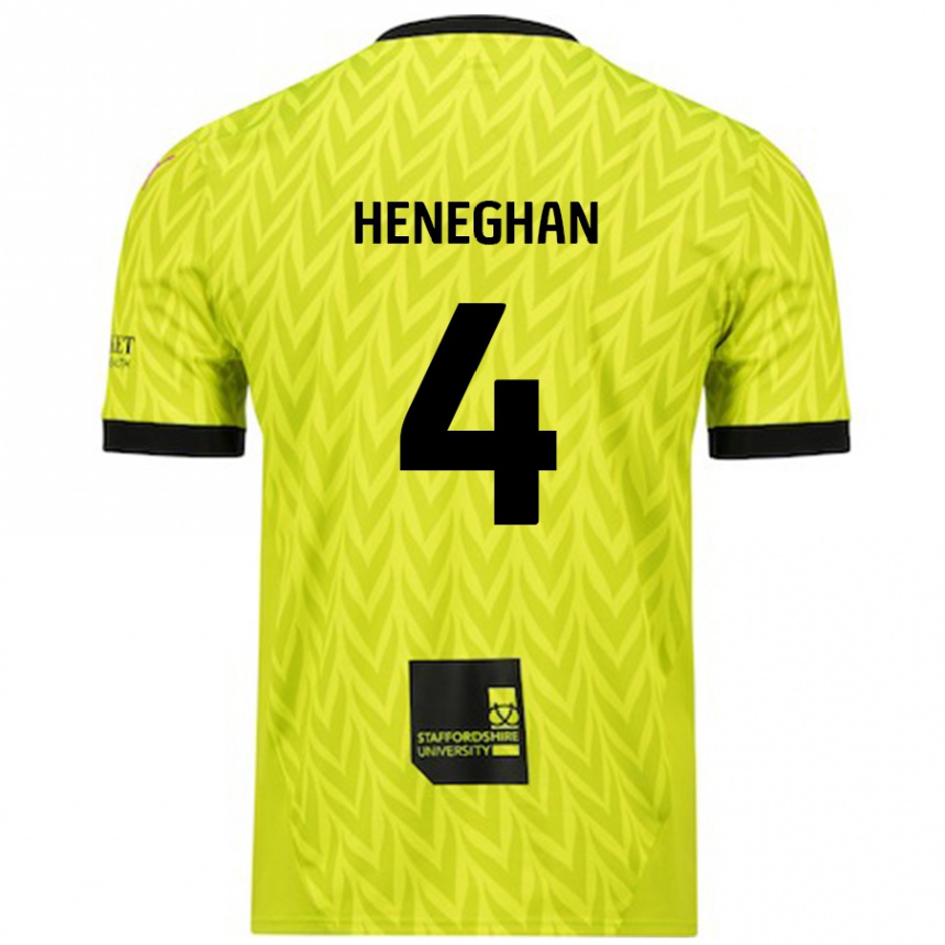 Niño Fútbol Camiseta Ben Heneghan #4 Verde Fluorescente 2ª Equipación 2024/25 Argentina