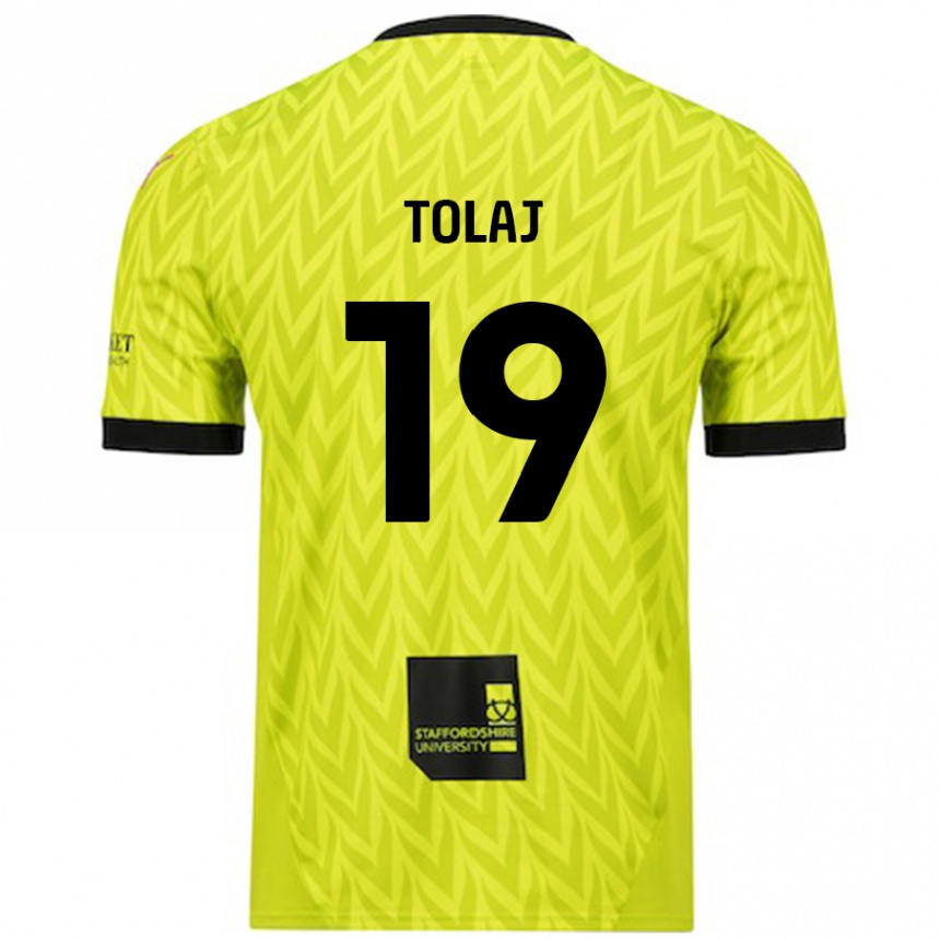 Niño Fútbol Camiseta Lorent Tolaj #19 Verde Fluorescente 2ª Equipación 2024/25 Argentina