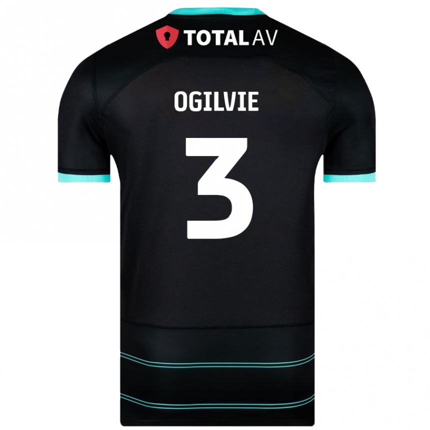 Niño Fútbol Camiseta Connor Ogilvie #3 Negro 2ª Equipación 2024/25 Argentina