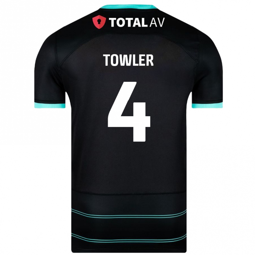 Niño Fútbol Camiseta Ryley Towler #4 Negro 2ª Equipación 2024/25 Argentina