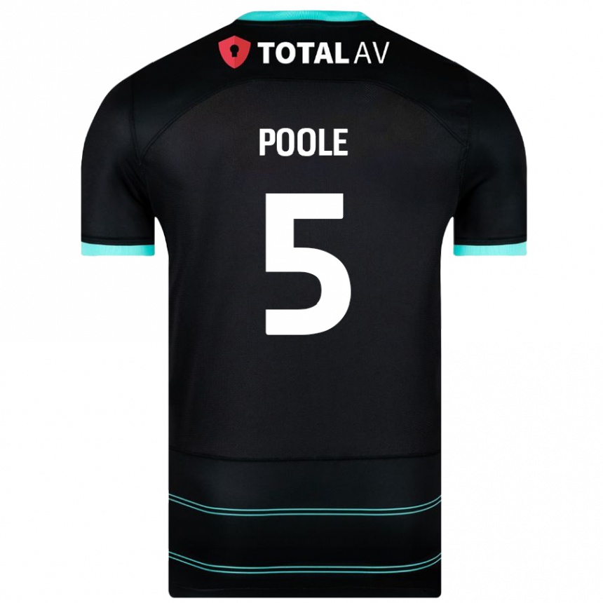 Niño Fútbol Camiseta Regan Poole #5 Negro 2ª Equipación 2024/25 Argentina