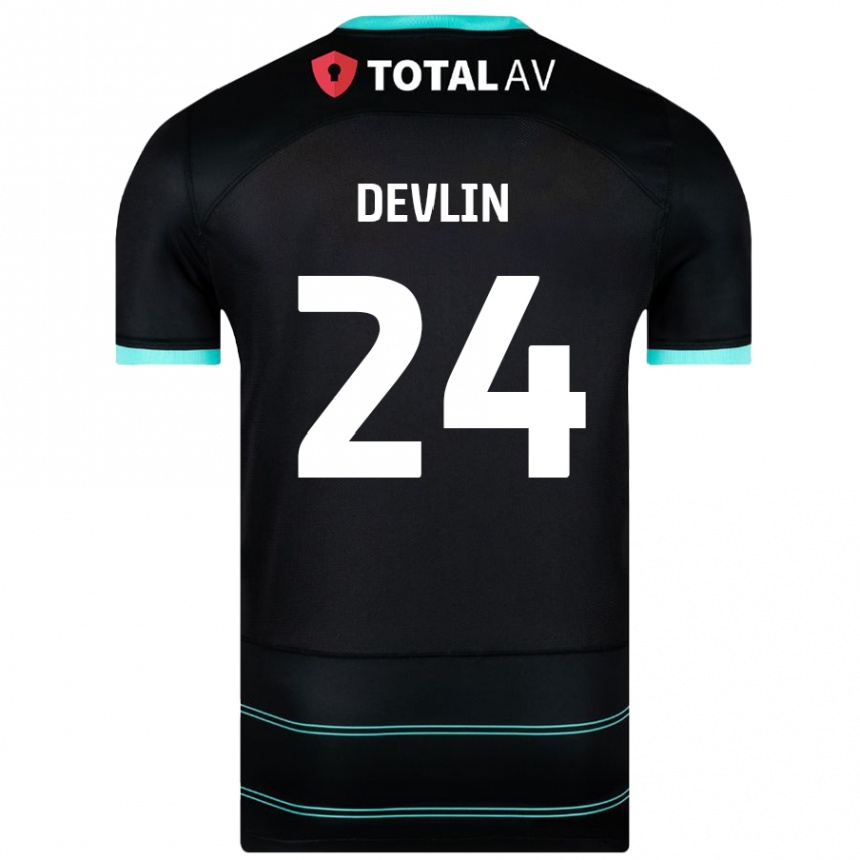 Niño Fútbol Camiseta Terry Devlin #24 Negro 2ª Equipación 2024/25 Argentina