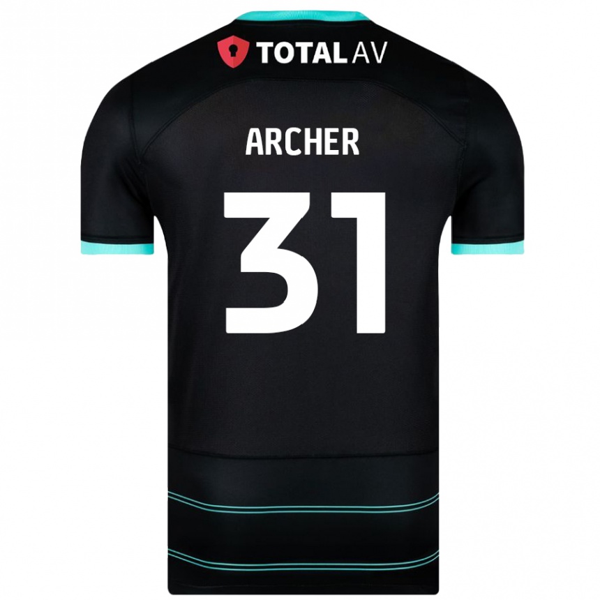 Niño Fútbol Camiseta Jordan Archer #31 Negro 2ª Equipación 2024/25 Argentina