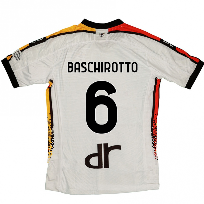 Niño Fútbol Camiseta Federico Baschirotto #6 Blanco Negro 2ª Equipación 2024/25 Argentina