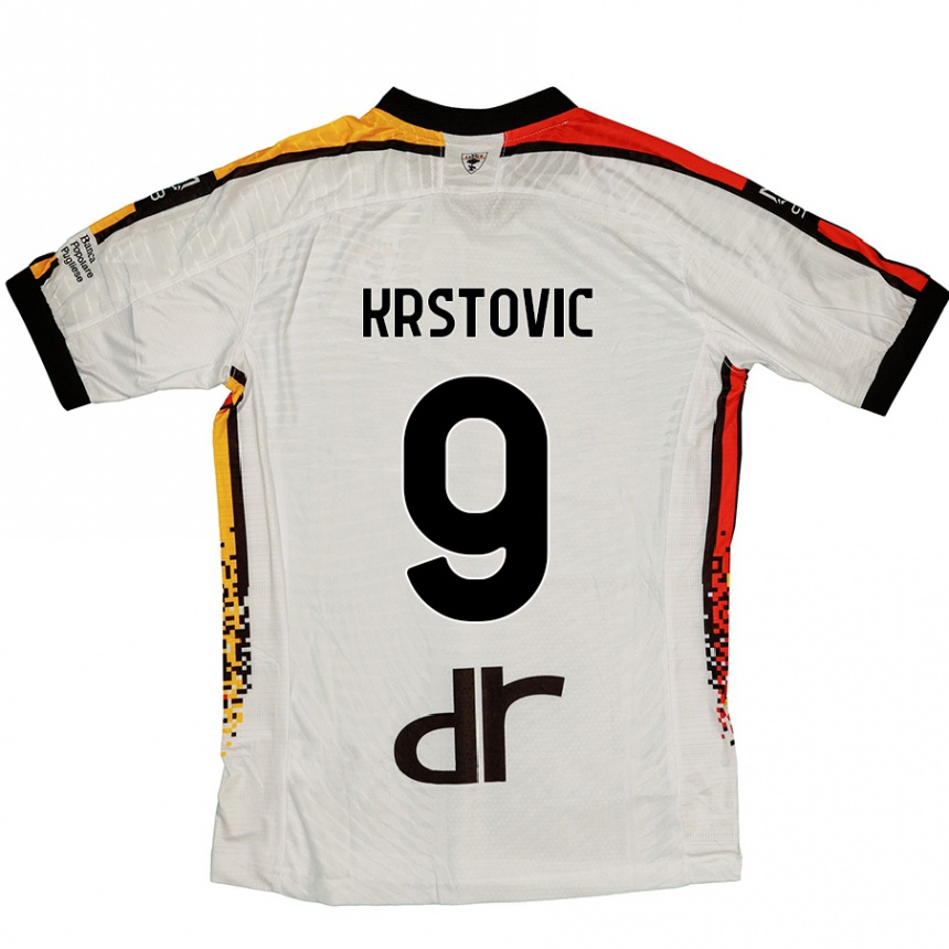 Niño Fútbol Camiseta Nikola Krstovic #9 Blanco Negro 2ª Equipación 2024/25 Argentina