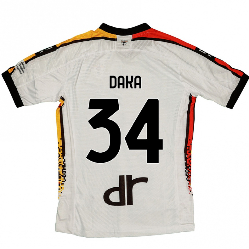 Niño Fútbol Camiseta Dario Daka #34 Blanco Negro 2ª Equipación 2024/25 Argentina