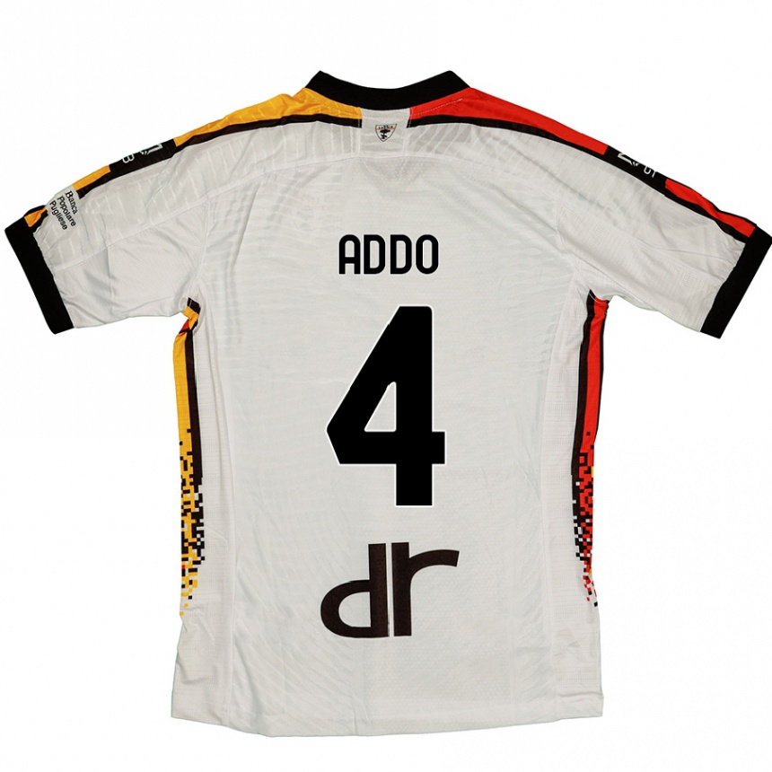 Niño Fútbol Camiseta Vernon Addo #4 Blanco Negro 2ª Equipación 2024/25 Argentina