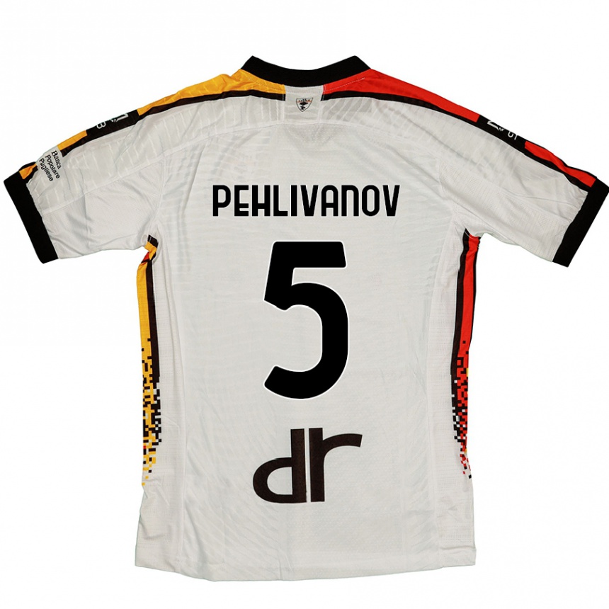 Niño Fútbol Camiseta Cristian Pehlivanov #5 Blanco Negro 2ª Equipación 2024/25 Argentina