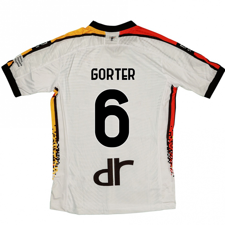 Niño Fútbol Camiseta Olaf Gorter #6 Blanco Negro 2ª Equipación 2024/25 Argentina