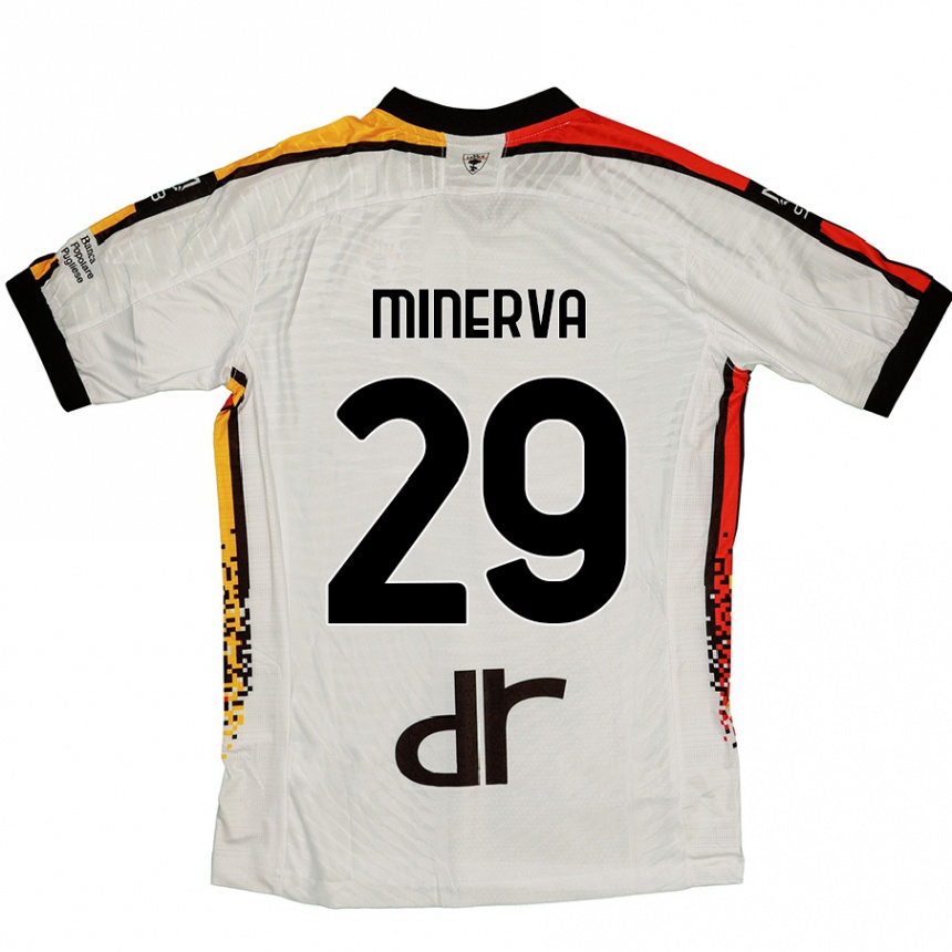 Niño Fútbol Camiseta Francesco Minerva #29 Blanco Negro 2ª Equipación 2024/25 Argentina