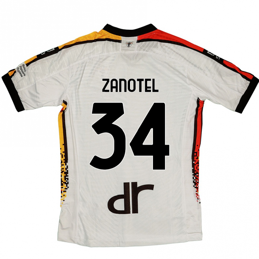 Niño Fútbol Camiseta Giovanni Zanotel #34 Blanco Negro 2ª Equipación 2024/25 Argentina