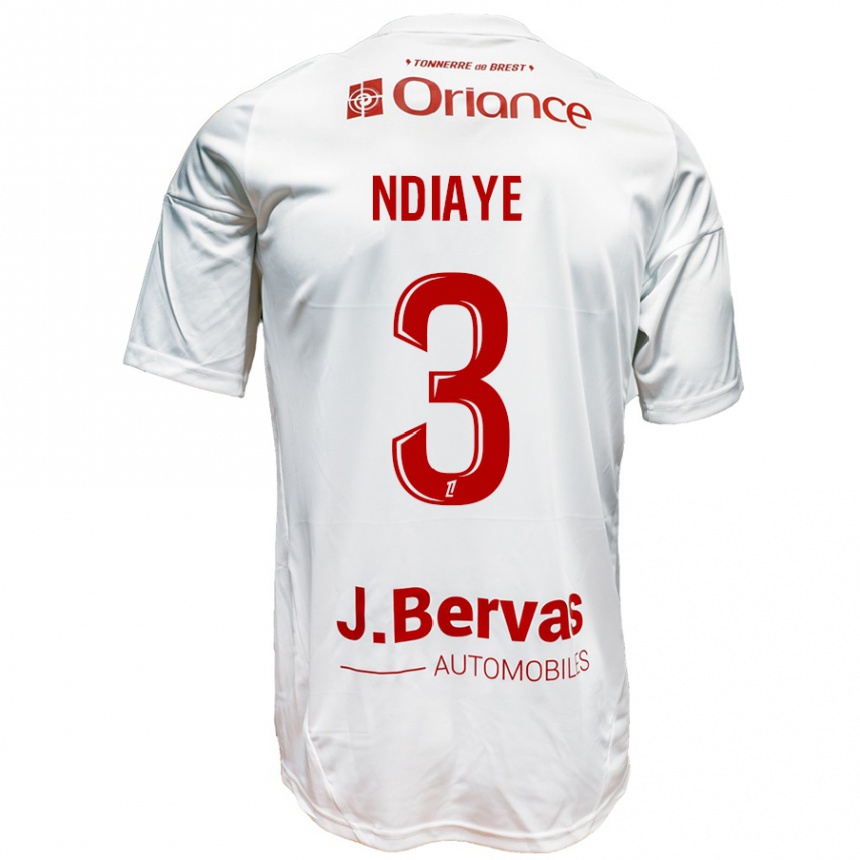 Niño Fútbol Camiseta Abdoulaye Ndiaye #3 Blanco Rojo 2ª Equipación 2024/25 Argentina