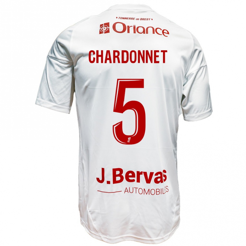 Niño Fútbol Camiseta Brendan Chardonnet #5 Blanco Rojo 2ª Equipación 2024/25 Argentina