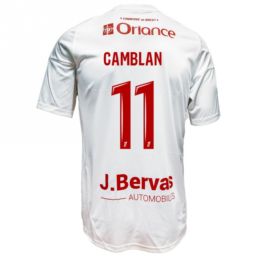 Niño Fútbol Camiseta Axel Camblan #11 Blanco Rojo 2ª Equipación 2024/25 Argentina