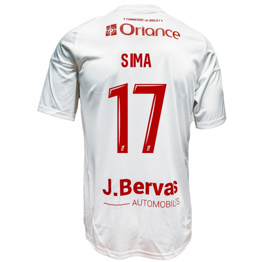 Niño Fútbol Camiseta Abdallah Sima #17 Blanco Rojo 2ª Equipación 2024/25 Argentina