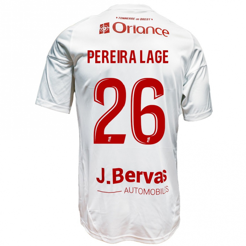 Niño Fútbol Camiseta Mathias Pereira Lage #26 Blanco Rojo 2ª Equipación 2024/25 Argentina