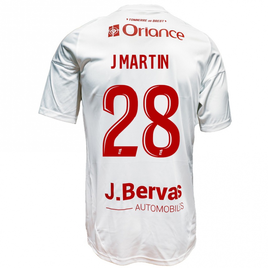 Niño Fútbol Camiseta Jonas Martin #28 Blanco Rojo 2ª Equipación 2024/25 Argentina