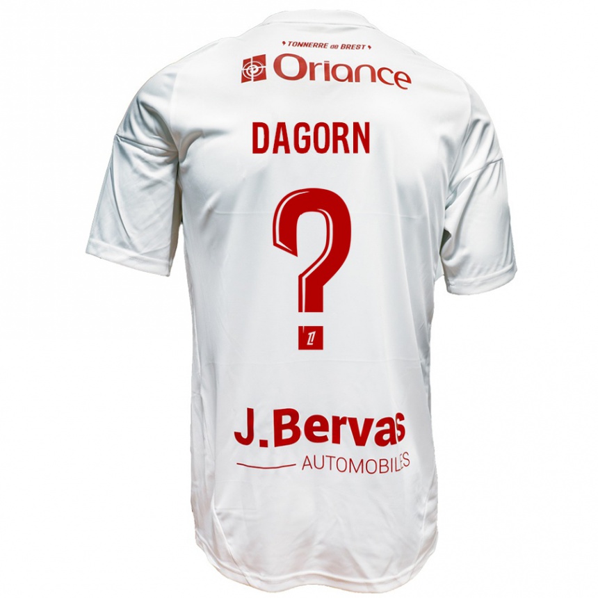 Niño Fútbol Camiseta Maxime Dagorn #0 Blanco Rojo 2ª Equipación 2024/25 Argentina