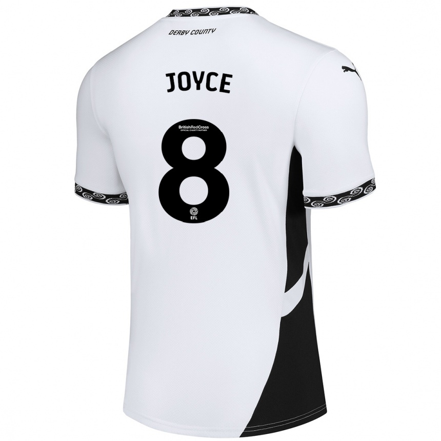 Hombre Fútbol Camiseta Emily Joyce #8 Blanco Negro 1ª Equipación 2024/25 Argentina