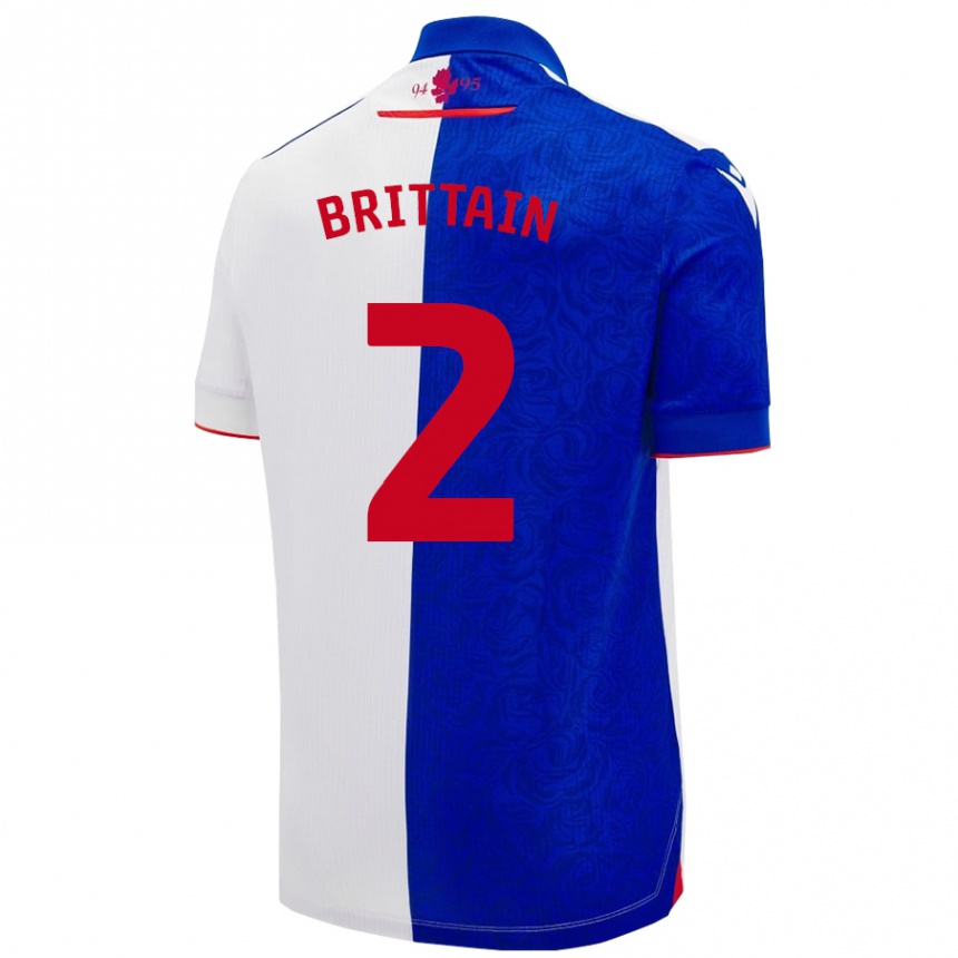 Hombre Fútbol Camiseta Callum Brittain #2 Azul Cielo Blanco 1ª Equipación 2024/25 Argentina