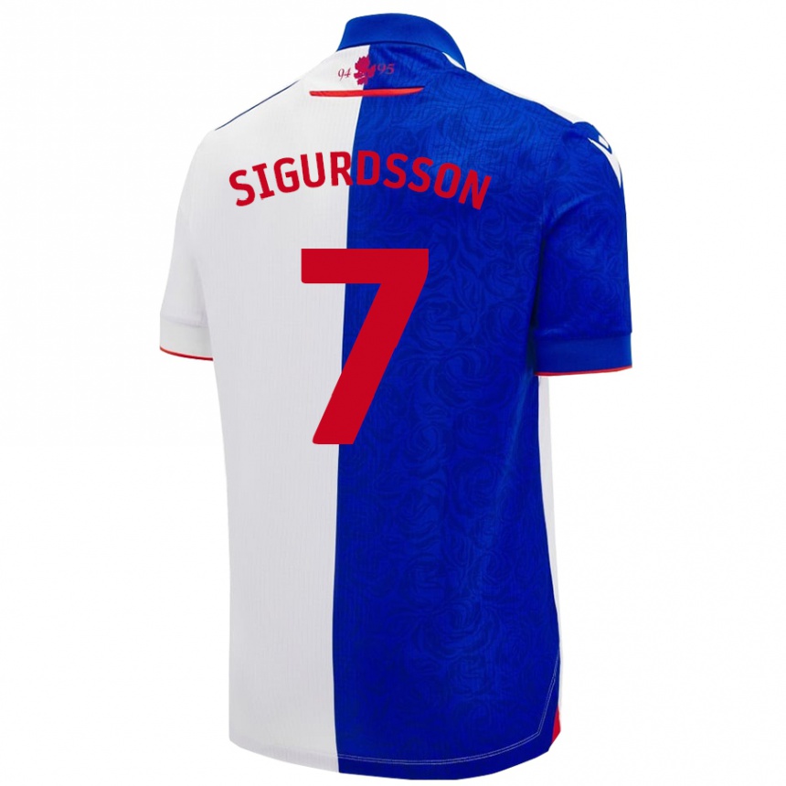 Hombre Fútbol Camiseta Arnór Sigurdsson #7 Azul Cielo Blanco 1ª Equipación 2024/25 Argentina