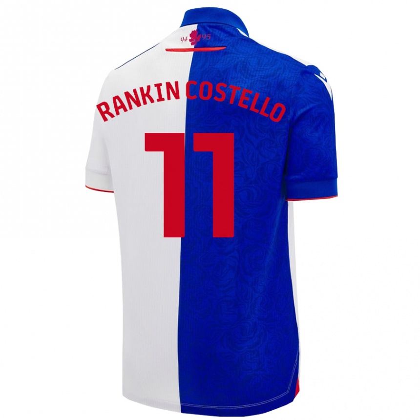 Hombre Fútbol Camiseta Joe Rankin-Costello #11 Azul Cielo Blanco 1ª Equipación 2024/25 Argentina