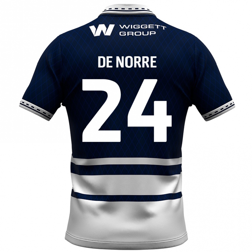 Hombre Fútbol Camiseta Casper De Norre #24 Azul Marino Blanco 1ª Equipación 2024/25 Argentina