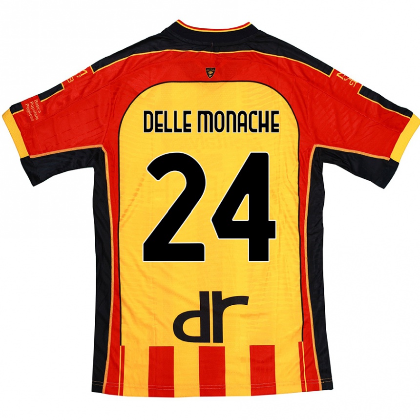 Hombre Fútbol Camiseta Marco Delle Monache #24 Amarillo Rojo 1ª Equipación 2024/25 Argentina