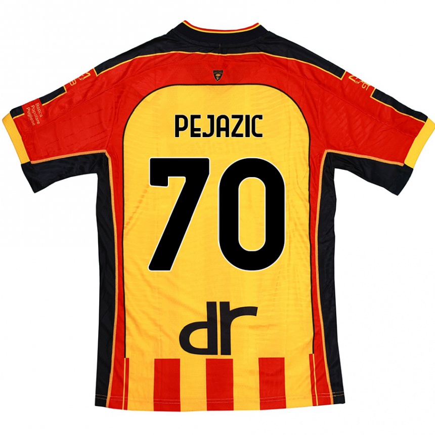 Hombre Fútbol Camiseta Mario Pejazic #70 Amarillo Rojo 1ª Equipación 2024/25 Argentina