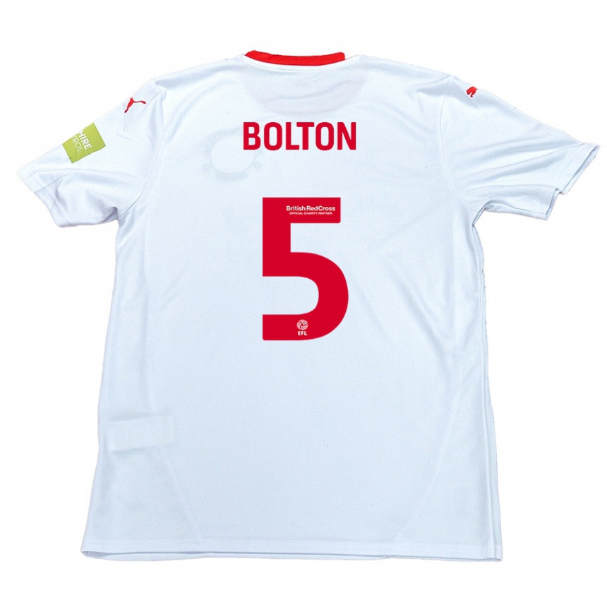 Hombre Fútbol Camiseta James Bolton #5 Blanco 2ª Equipación 2024/25 Argentina