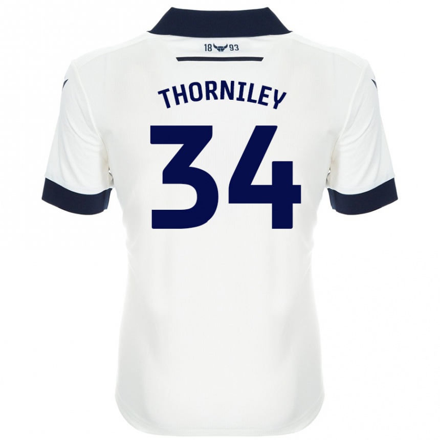 Hombre Fútbol Camiseta Jordan Thorniley #34 Blanco Azul Marino 2ª Equipación 2024/25 Argentina