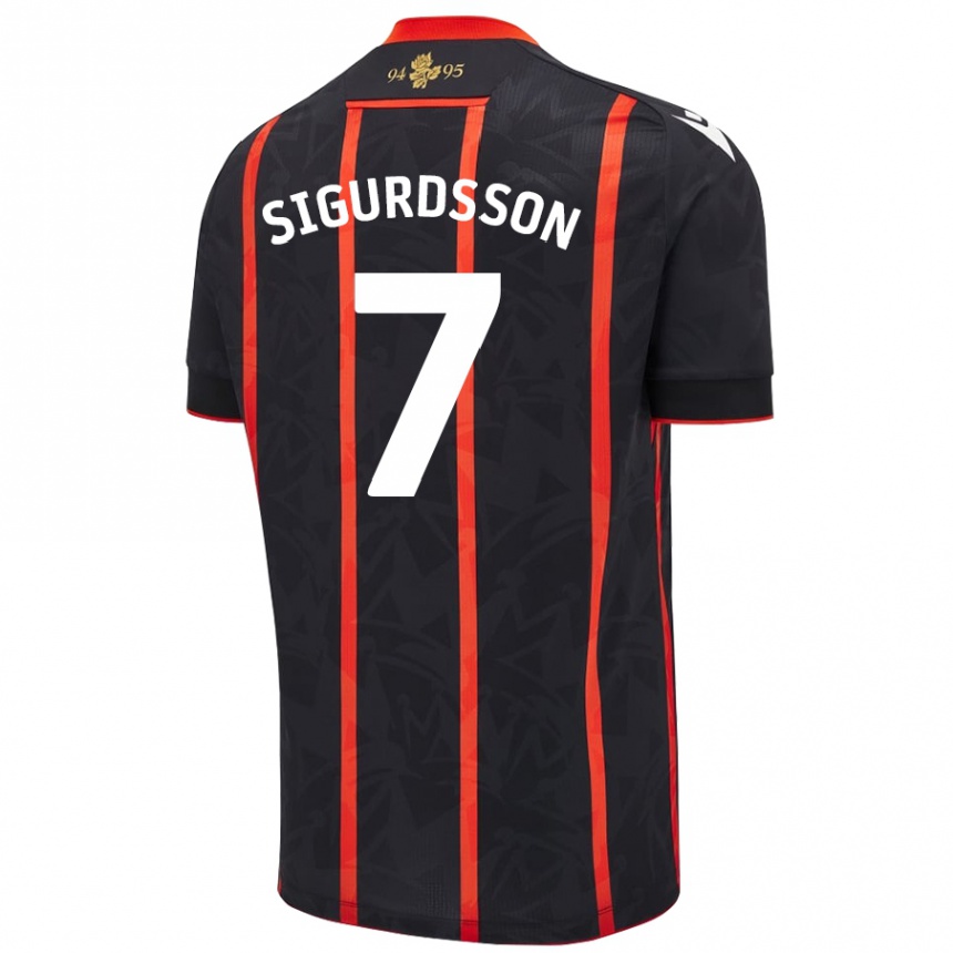 Hombre Fútbol Camiseta Arnór Sigurdsson #7 Negro Rojo 2ª Equipación 2024/25 Argentina