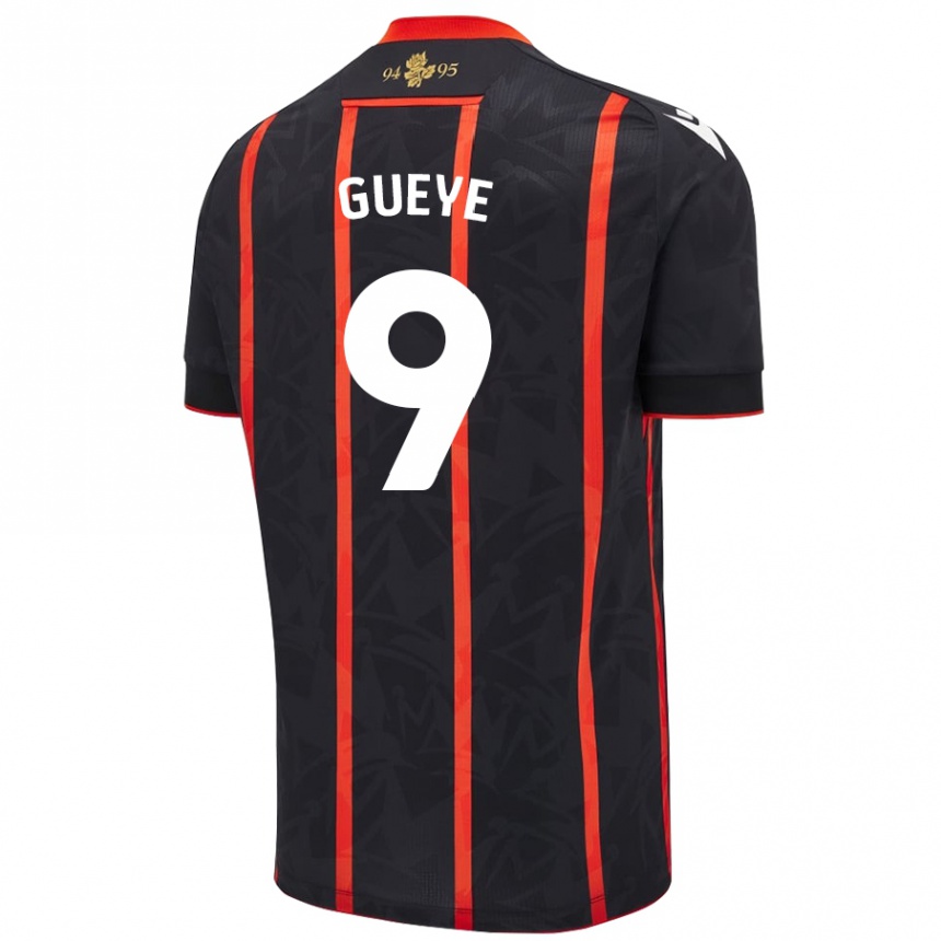 Hombre Fútbol Camiseta Makhtar Gueye #9 Negro Rojo 2ª Equipación 2024/25 Argentina