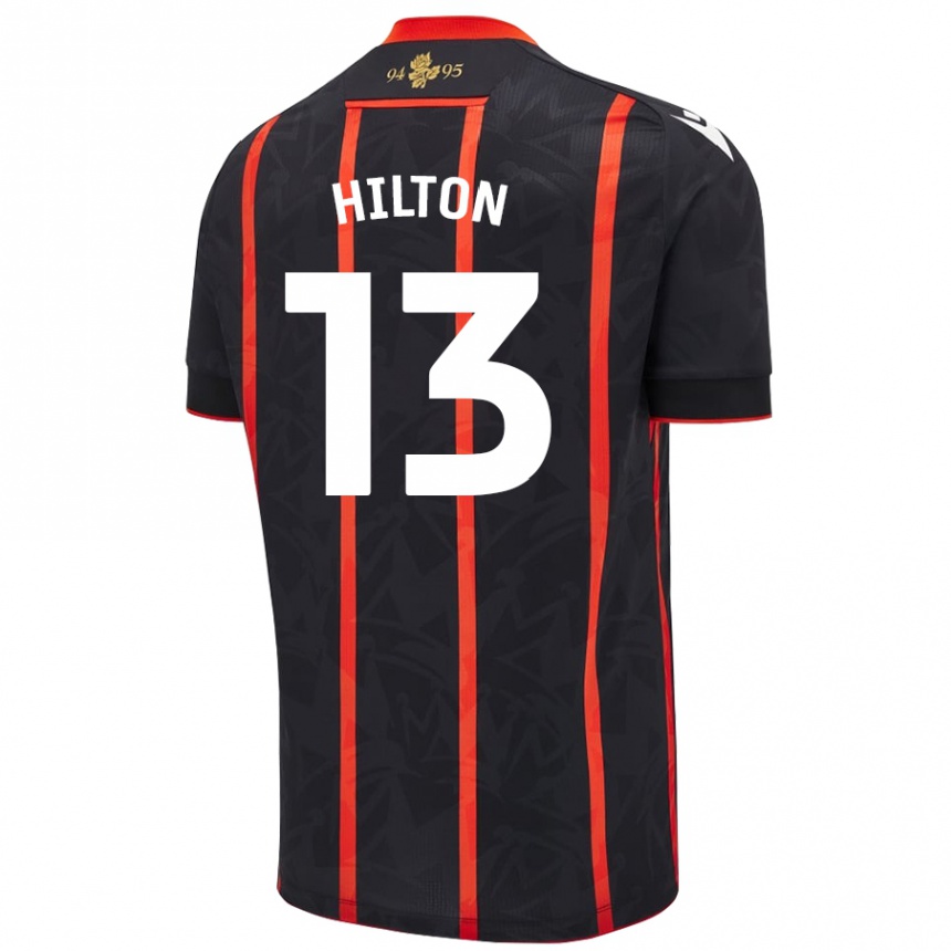 Hombre Fútbol Camiseta Joe Hilton #13 Negro Rojo 2ª Equipación 2024/25 Argentina