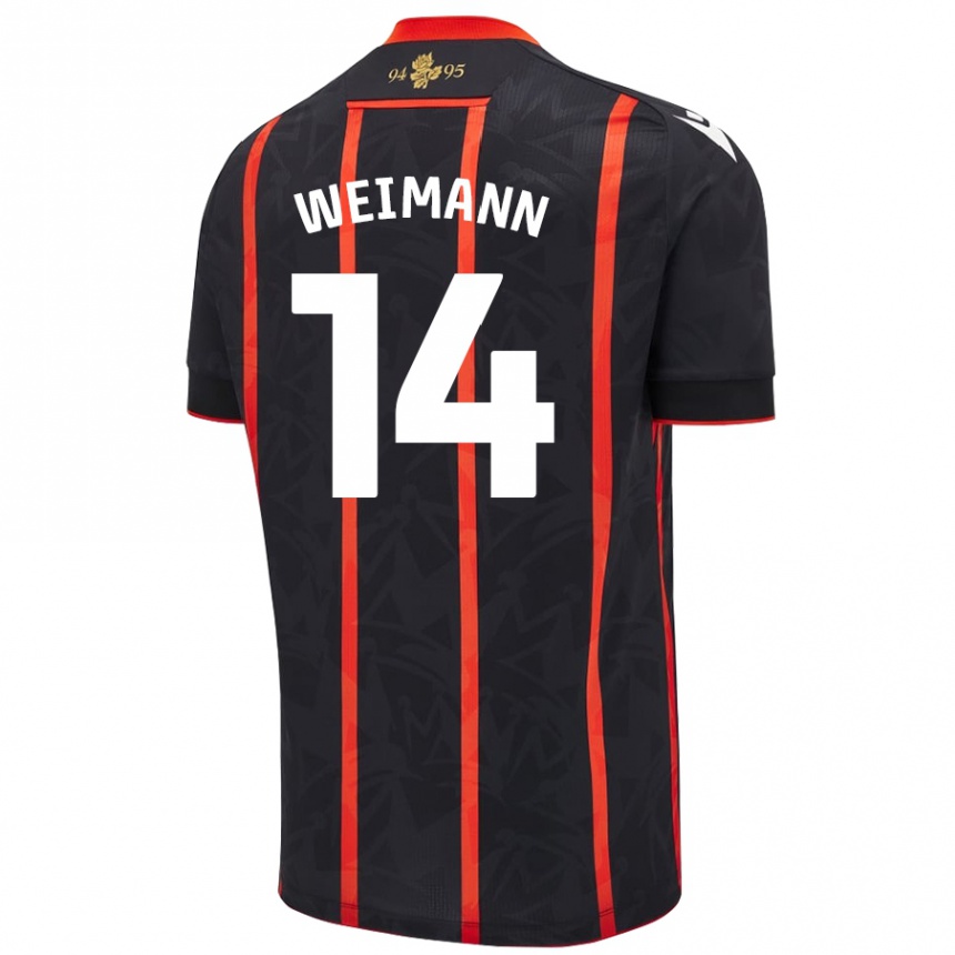 Hombre Fútbol Camiseta Andreas Weimann #14 Negro Rojo 2ª Equipación 2024/25 Argentina