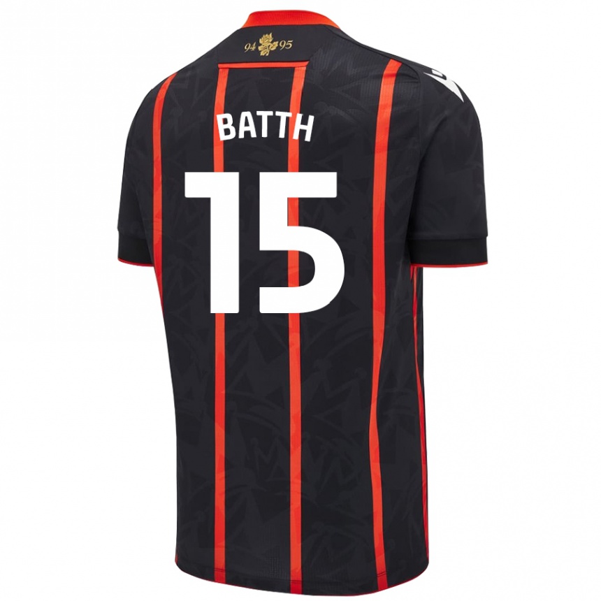 Hombre Fútbol Camiseta Danny Batth #15 Negro Rojo 2ª Equipación 2024/25 Argentina