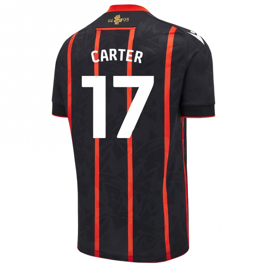 Hombre Fútbol Camiseta Hayden Carter #17 Negro Rojo 2ª Equipación 2024/25 Argentina