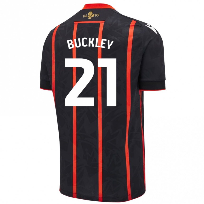 Hombre Fútbol Camiseta John Buckley #21 Negro Rojo 2ª Equipación 2024/25 Argentina