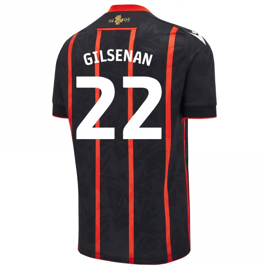 Hombre Fútbol Camiseta Zak Gilsenan #22 Negro Rojo 2ª Equipación 2024/25 Argentina