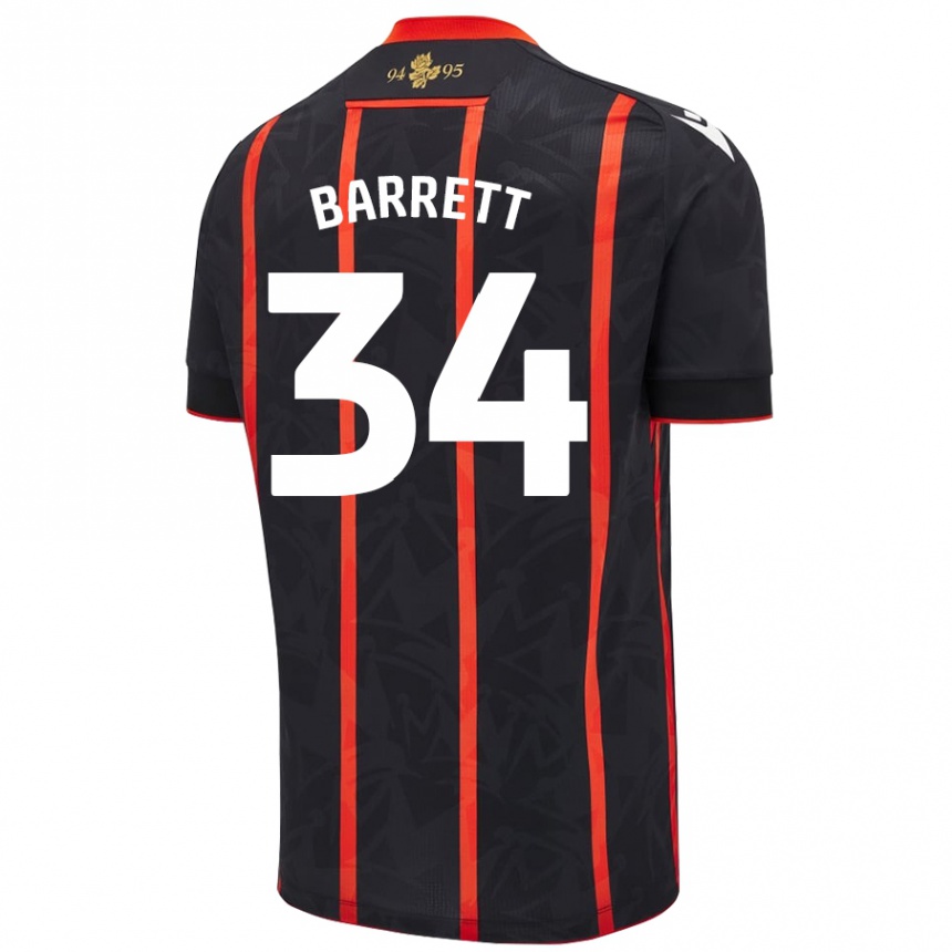 Hombre Fútbol Camiseta Jack Barrett #34 Negro Rojo 2ª Equipación 2024/25 Argentina