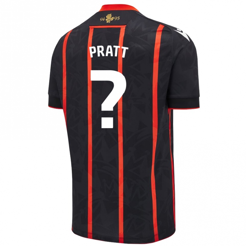 Hombre Fútbol Camiseta George Pratt #0 Negro Rojo 2ª Equipación 2024/25 Argentina