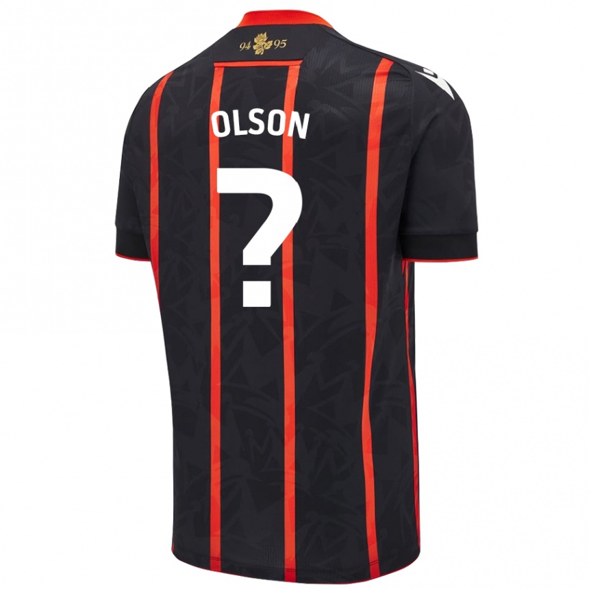 Hombre Fútbol Camiseta Charlie Olson #0 Negro Rojo 2ª Equipación 2024/25 Argentina