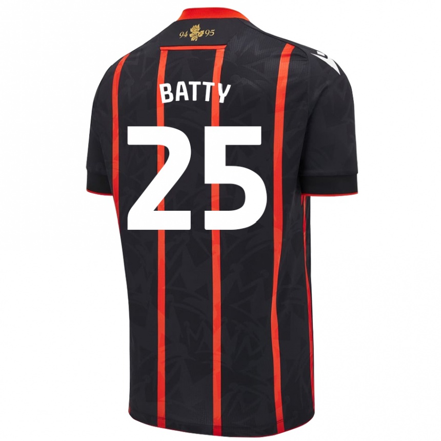 Hombre Fútbol Camiseta Jake Batty #25 Negro Rojo 2ª Equipación 2024/25 Argentina