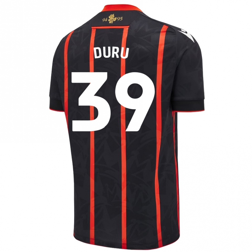 Hombre Fútbol Camiseta Leo Duru #39 Negro Rojo 2ª Equipación 2024/25 Argentina