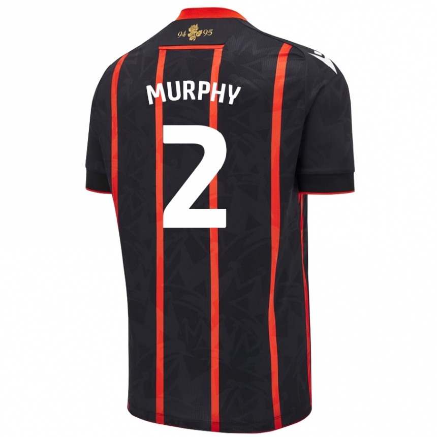 Hombre Fútbol Camiseta Niamh Murphy #2 Negro Rojo 2ª Equipación 2024/25 Argentina